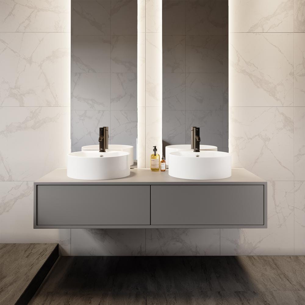 Monaco White Ceramic Round Vessel Sink with Faucet Mount