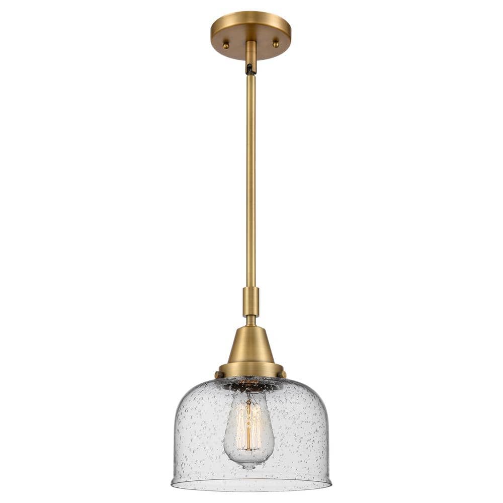 Bell 100-Watt 1-Light Brushed Brass Standard Mini Pendant Light with Seeded Glass Shade, No Bulbs Included price history on PriceWatchPro