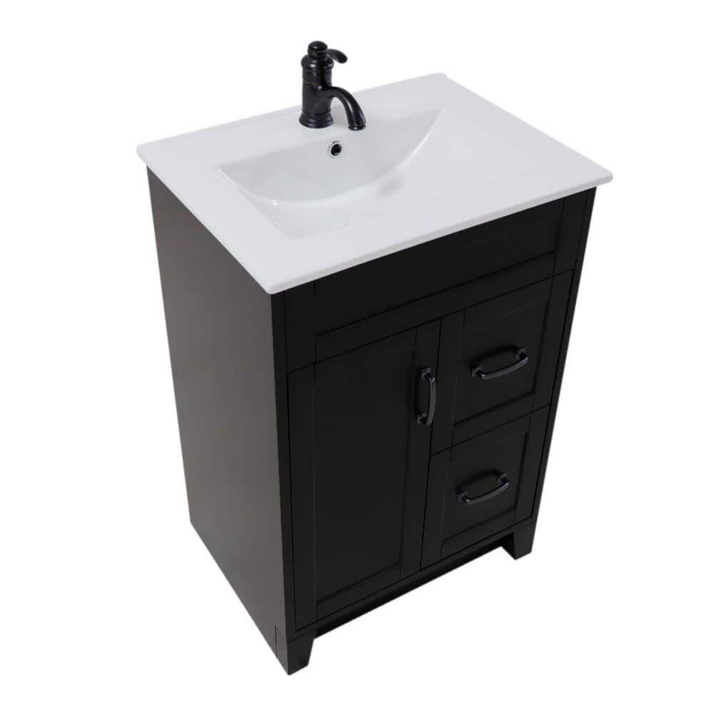 Espresso Freestanding Single Bathroom Vanity with Ceramic Top