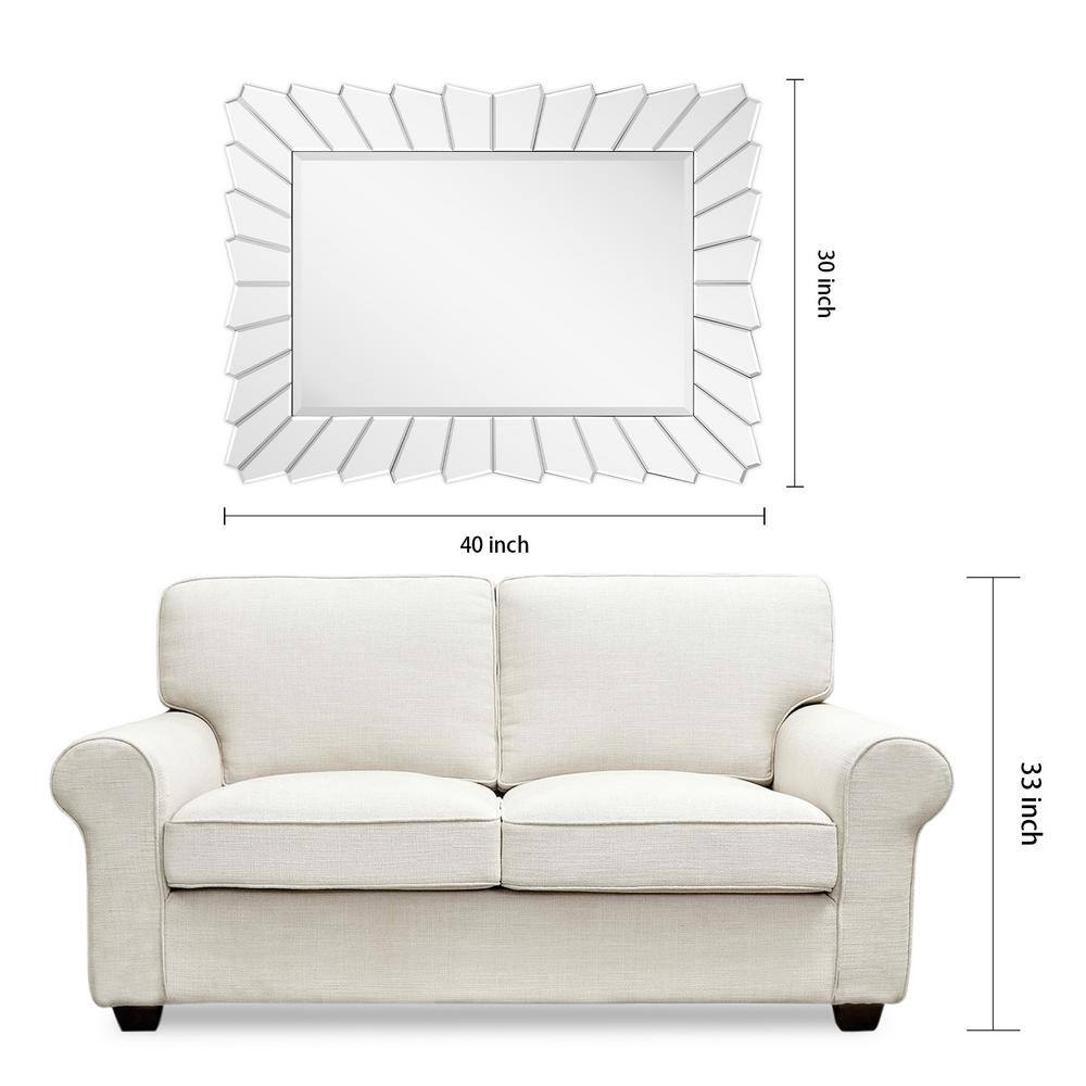 Modern Clear Glass Rectangular Beveled Vanity Mirror