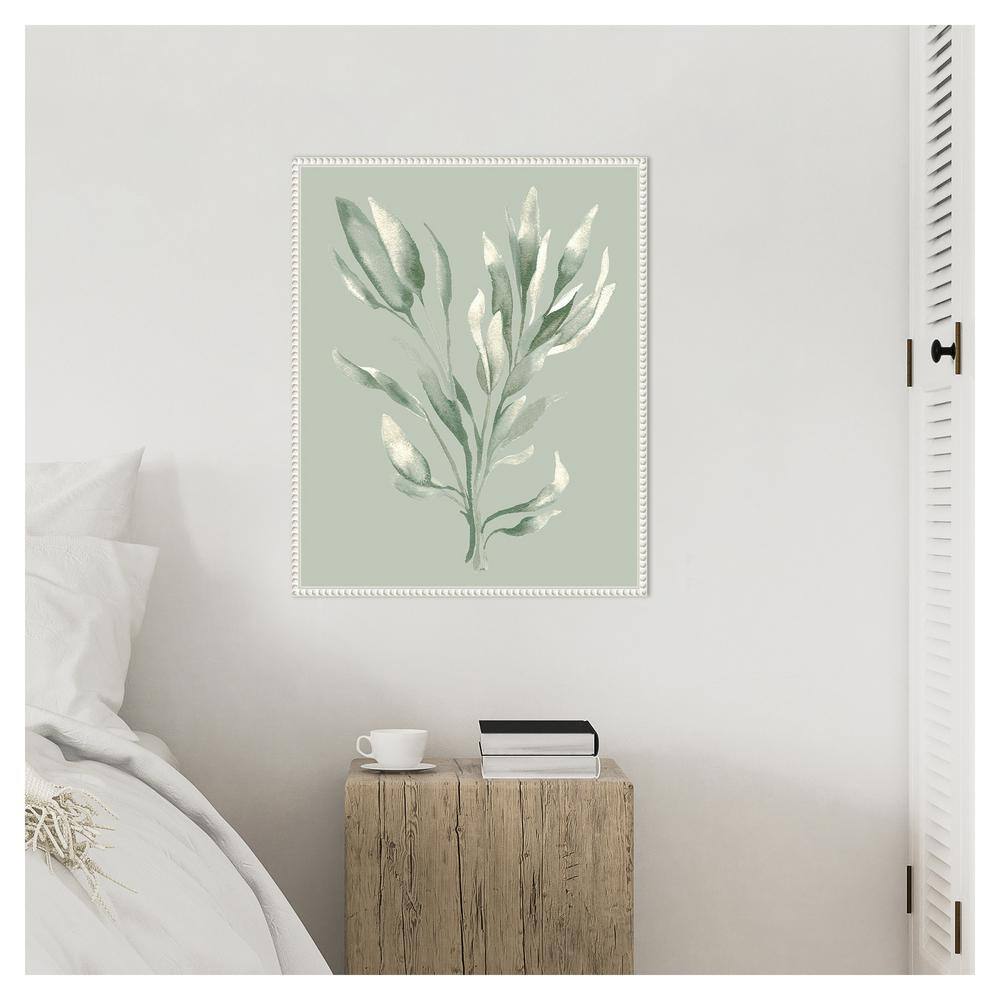 Tonal Green Ferns Beaded Framed Canvas Wall Art