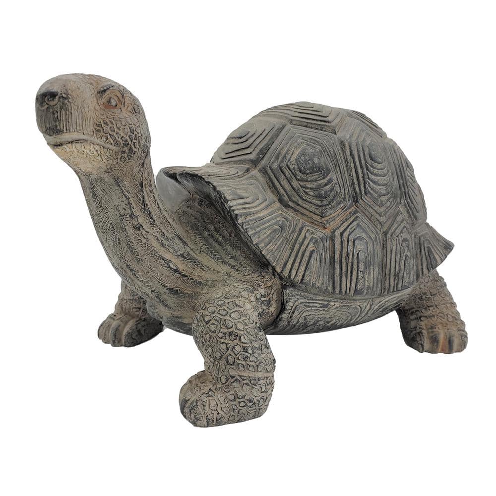 Galt International 11 in. Antique Brown Polyresin Turtle Statue ...