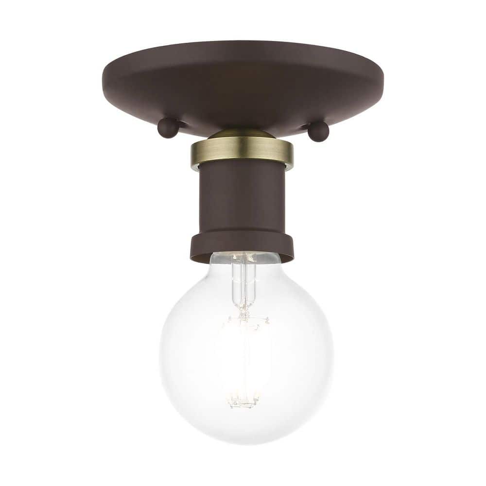 Beckford 5 in. 1-Light Bronze Single Flush Mount with Antique Brass Accent price history on PriceWatchPro