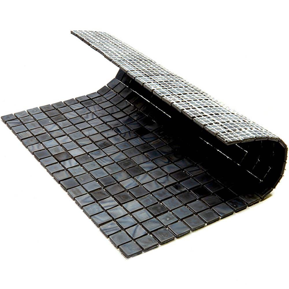 Mouse Gray Polished Glass Mosaic Wall and Floor Tile