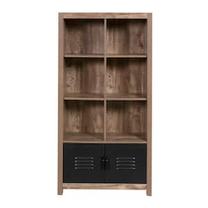 Norwood Range 59.45 in. Brown/Black Faux Wood 6-shelf Cube Bookcase with Doors