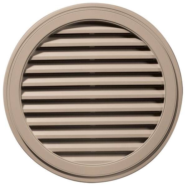 Builders Edge 36 in. x 36 in. Round Brown/Tan Plastic Built-in Screen Gable Louver Vent