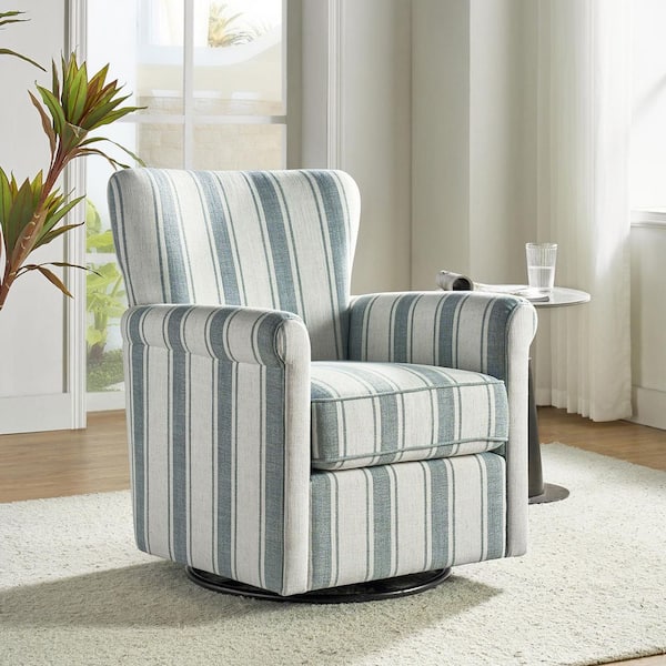 JAYDEN CREATION Georg Bird Floral Fabric Shakeable Swivel Chair with Roll Armrest