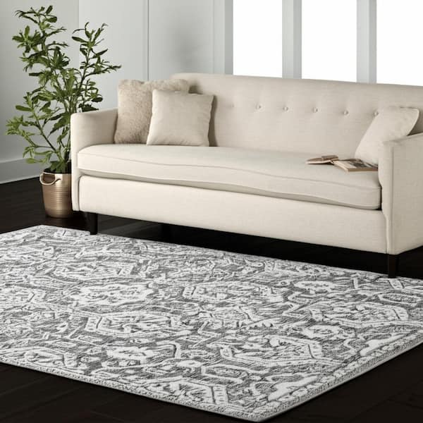 Gray 5 x 8 ft. Tufted Geometric Rectangle Indoor Area Rug