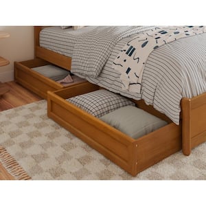 Modern Light Toffee Natural Bronze Solid Wood Frame For K, Queen, F, TXL Size Platform Bed Under Storage with Drawers