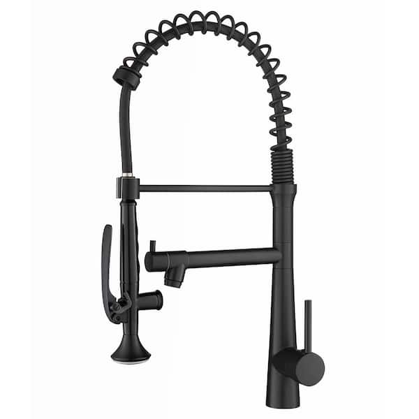 Unbranded Single Handle Pull Down Sprayer Kitchen Faucet with Pot Filler in Matte Black