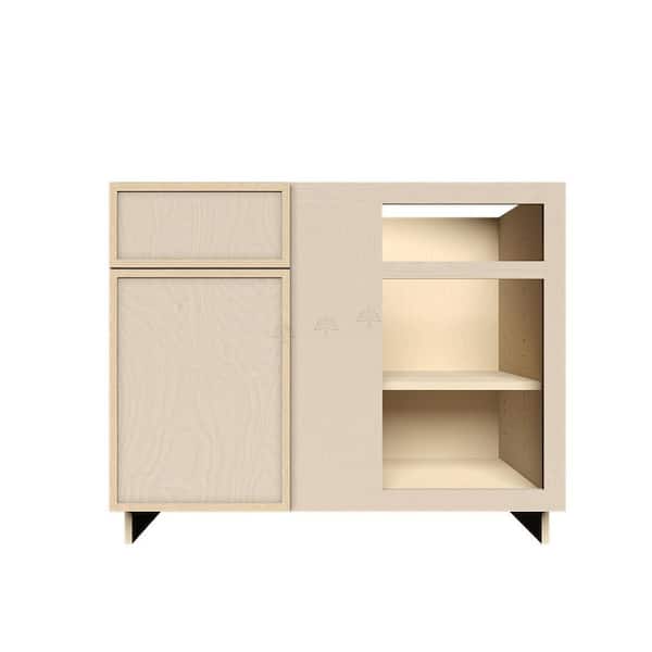 Slim Shaker Assembled 42 in. W x 34.5 in. H x 24 in. D Blind Corner Base Kitchen Cabinet in Natural Wood