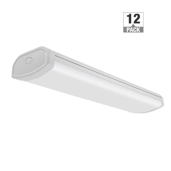 Commercial Electric 12-Pack 2 ft. 22-Watt LED White Shop Light 1800 Lumens Bright White 4000K Low Profile Garage Lighting Workshop