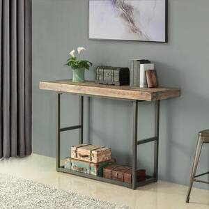 Stuart 54 in. Weathered Brown Standard Rectangle Metal Console Table