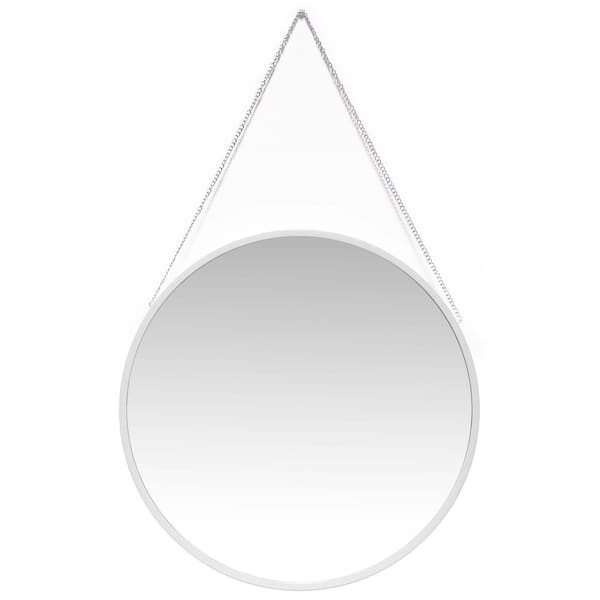 Infinity Instruments Franc 17.5 in. W x 17.5 in. H Modern Glam Round Wall Mirror - White Plastic Frame