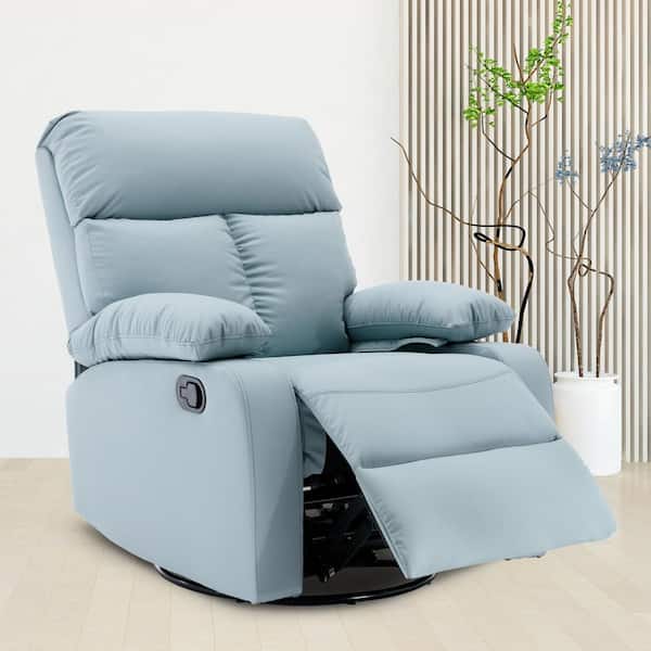 Chizzyseat Yingj 30.2 in. W Green Faux Leather Upholstered Swivel and Rocking Manual Recliner