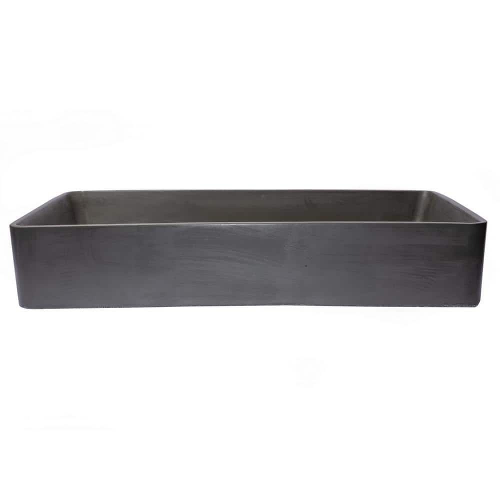 Charcoal Concrete Rectangular Vessel Sink with Rounded Corners