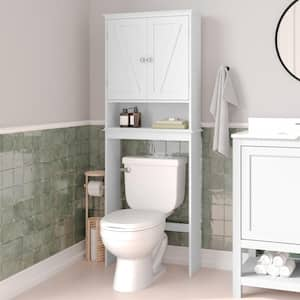 Dulcie 25 in. W x 66 in. H x 9 in. D White Over The Toilet Storage with Adjustable Shelves and Doors