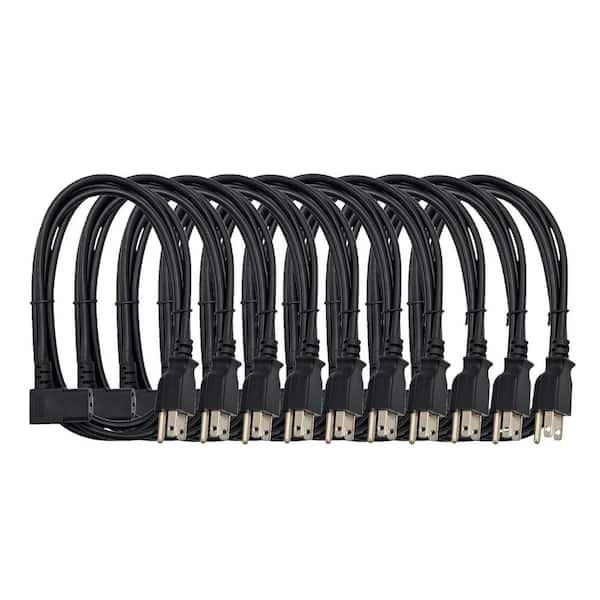 Micro Connectors, Inc 6ft. Universal Right Angle AC Power Cord 18AWG / 3 Conductors (NEMA 5-15P to C13) Indoor Black 10-Pack