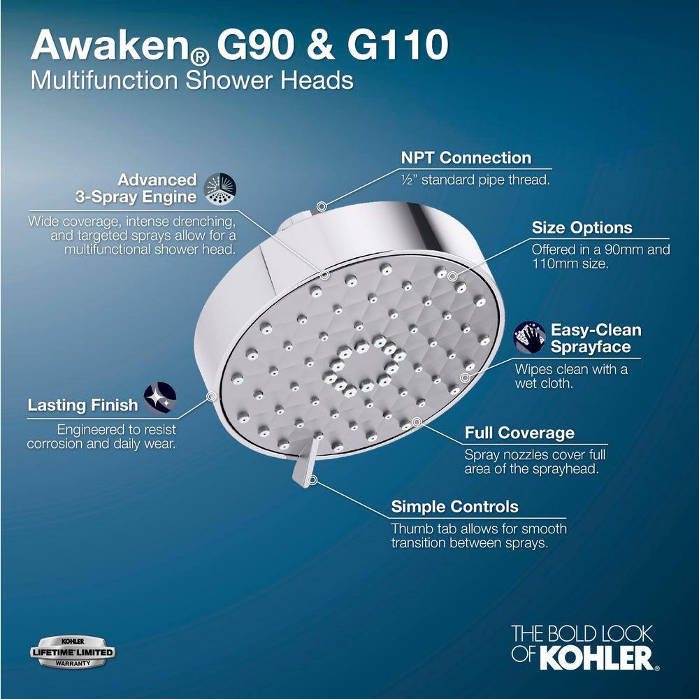 Vibrant Brushed Nickel Multifunction Wall-Mounted Showerhead