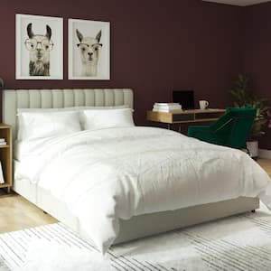 Brittany Gray Upholstered Full Size Bed with Storage Drawers