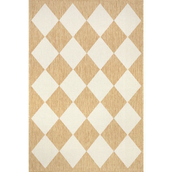 Adelaide Harlequin Tan 10 ft. x 12 ft. Outdoor Area Rug
