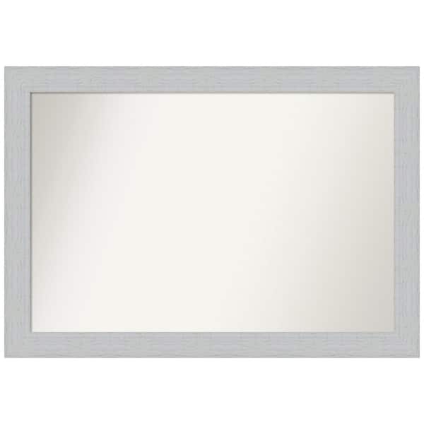 Amanti Art Shiplap White 40.25 in. x 28.25 in. Non-Beveled Rustic Rectangle Wood Framed Wall Mirror in White