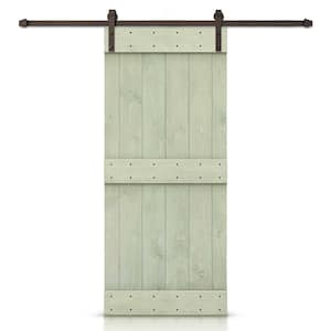 Mid-Bar 22 in. x 84 in. Sage Green Stained DIY Wood Interior Sliding Barn Door with Hardware Kit