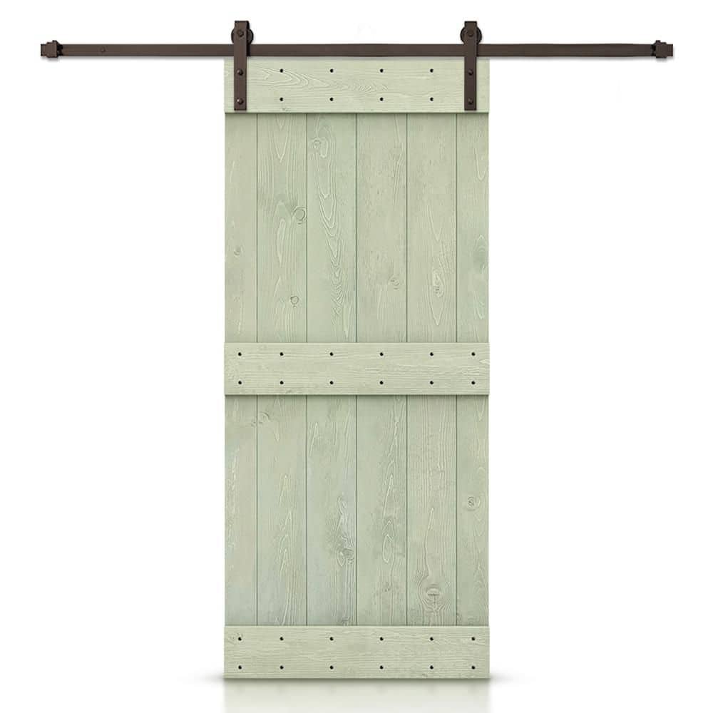 Mid-Bar 44 in. x 84 in. Sage Green Stained DIY Wood Interior Sliding Barn Door with Hardware Kit price history on PriceWatchPro