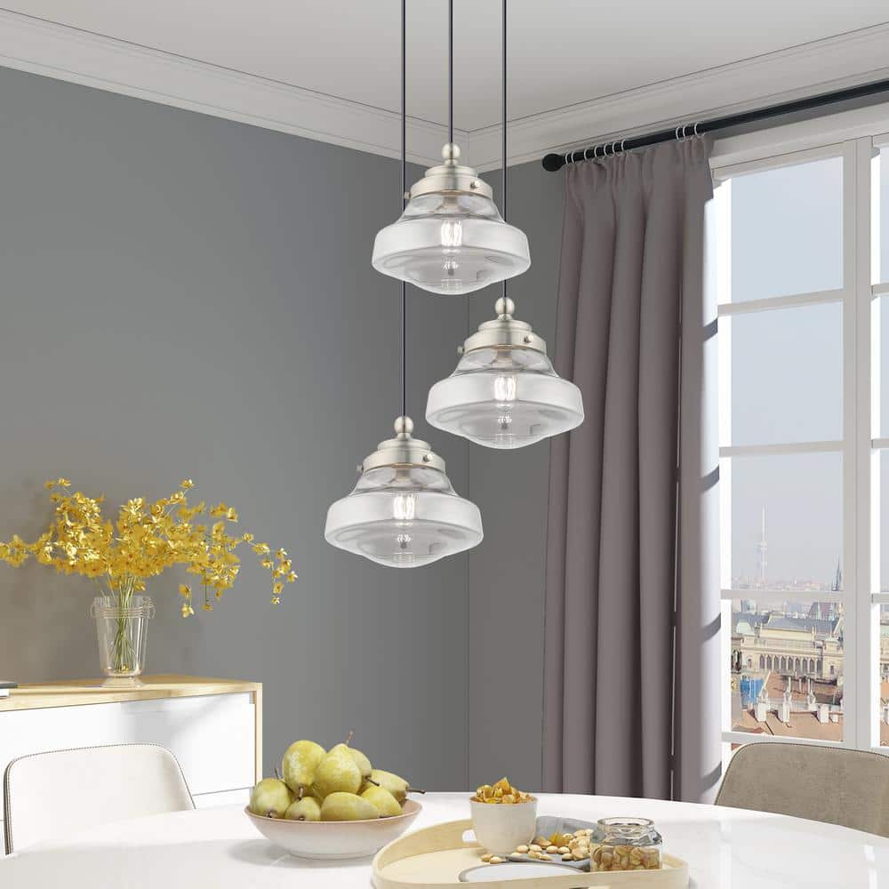 Brushed Nickel Mini Pendant with Smoke Glass Shade