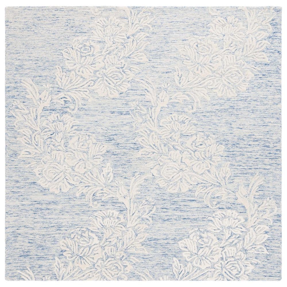 Jardin 6 ft. x 6 ft. Blue/Ivory Oversized Floral Square Area Rug price history on PriceWatchPro