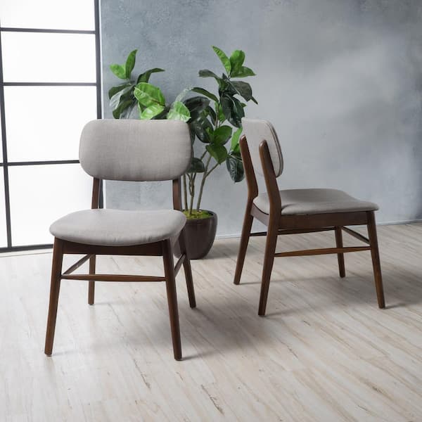 Colette Light Grey and Walnut Finished Upholstered Dining Chairs