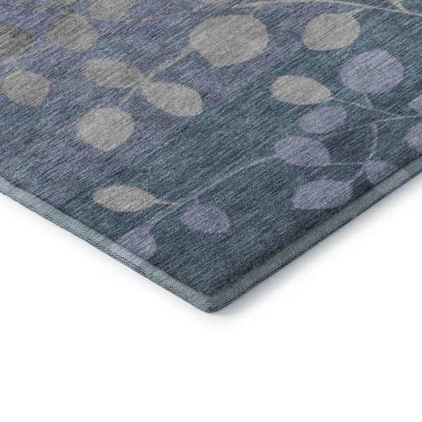 Mayfield Premium Machine Washable Abstract AMF1900 Denim 8 ft. x 10 ft. Area Rug