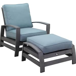 Cabo Aluminum Outdoor Lounge Chair with Sunbrella Blue Cushion (2-Pack)