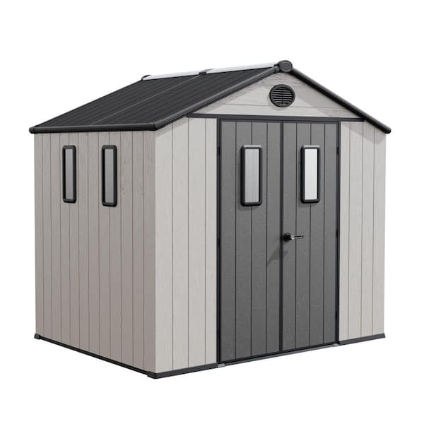 8 ft. x 6 ft. Resin Garden Storage Shed with Floor and Sloped Roof (48 sq. ft. )