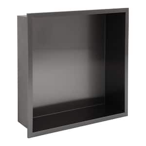 14 in. W x 4 in. H x 14 in. D Stainless Steel Shower Niche Set of 1 Piece in Matte Black Single Shelf Organizer Storage