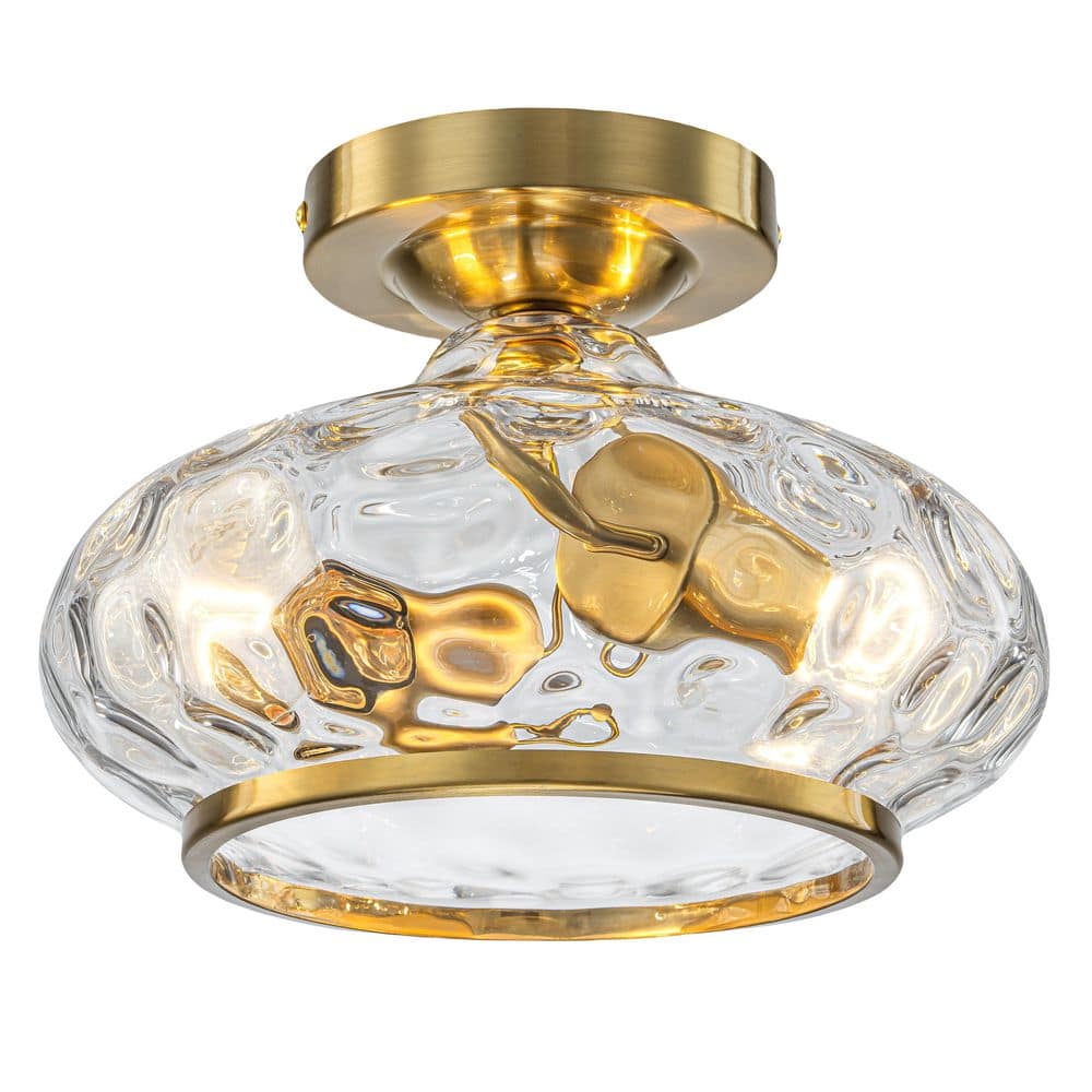 9.8 in.Modern 2-Light Gold Semi Flush Mount Ceiling Light with Ripple Glass Shade for Hallway,Bedroom,Kitchen,Entryway price history on PriceWatchPro