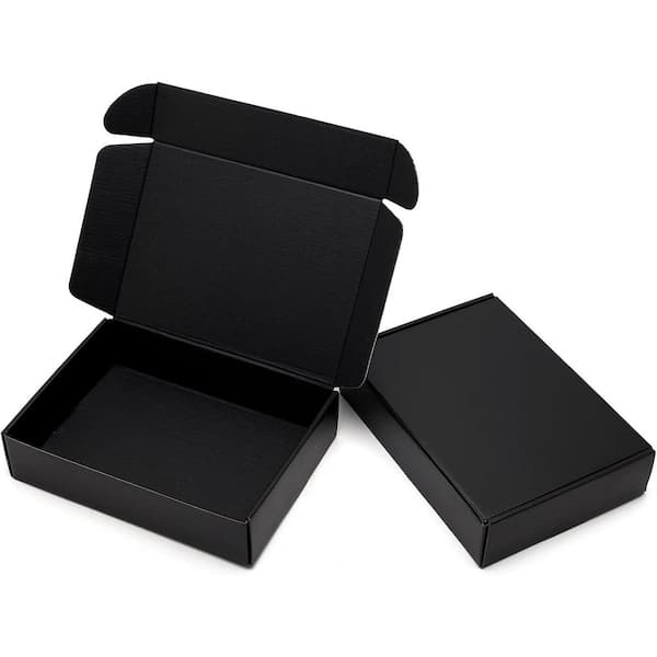 Unbranded 9 x 6.5 x 2 in. Black Corrugated Cardboard Shipping Boxes 25 Pack for Business Packaging and Gift Mailers