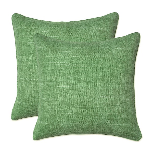 Pillow Perfect Solid Green Square Outdoor Square Throw Pillow 2-Pack