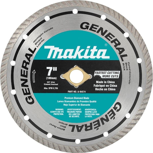 Makita 7 in. Turbo Rim General Purpose Diamond Blade A-94574 - The Home ...
