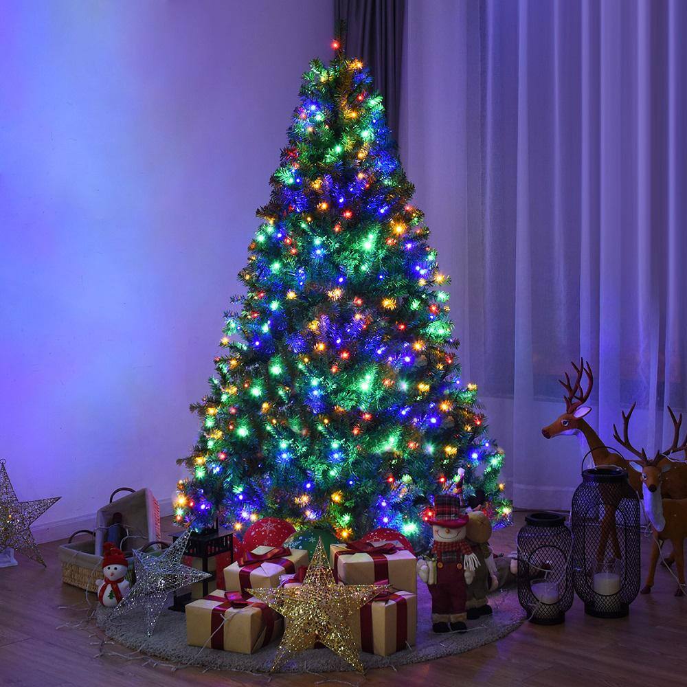 6 FT Pre-Lit Multicolor LED Artificial Christmas Tree with Metal Stand