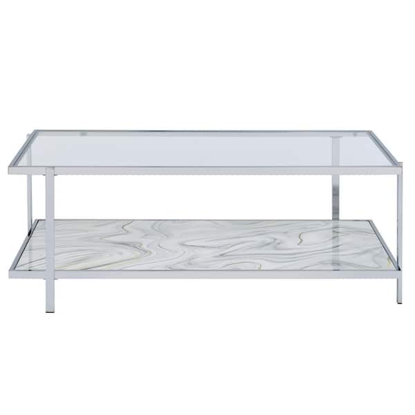 Mika 49 in. Silver Rectangle Glass Coffee Table and 2 End Tables