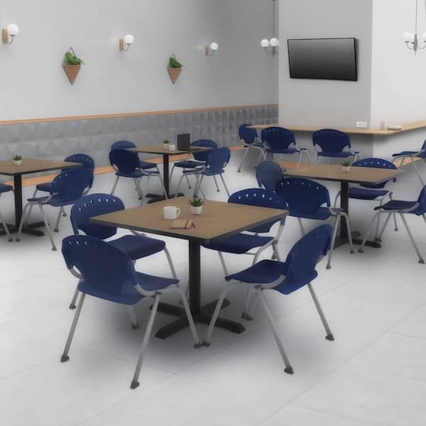 Rico Plastic Classroom Training Office Stack Armless Chair in Navy Blue-11 Pack