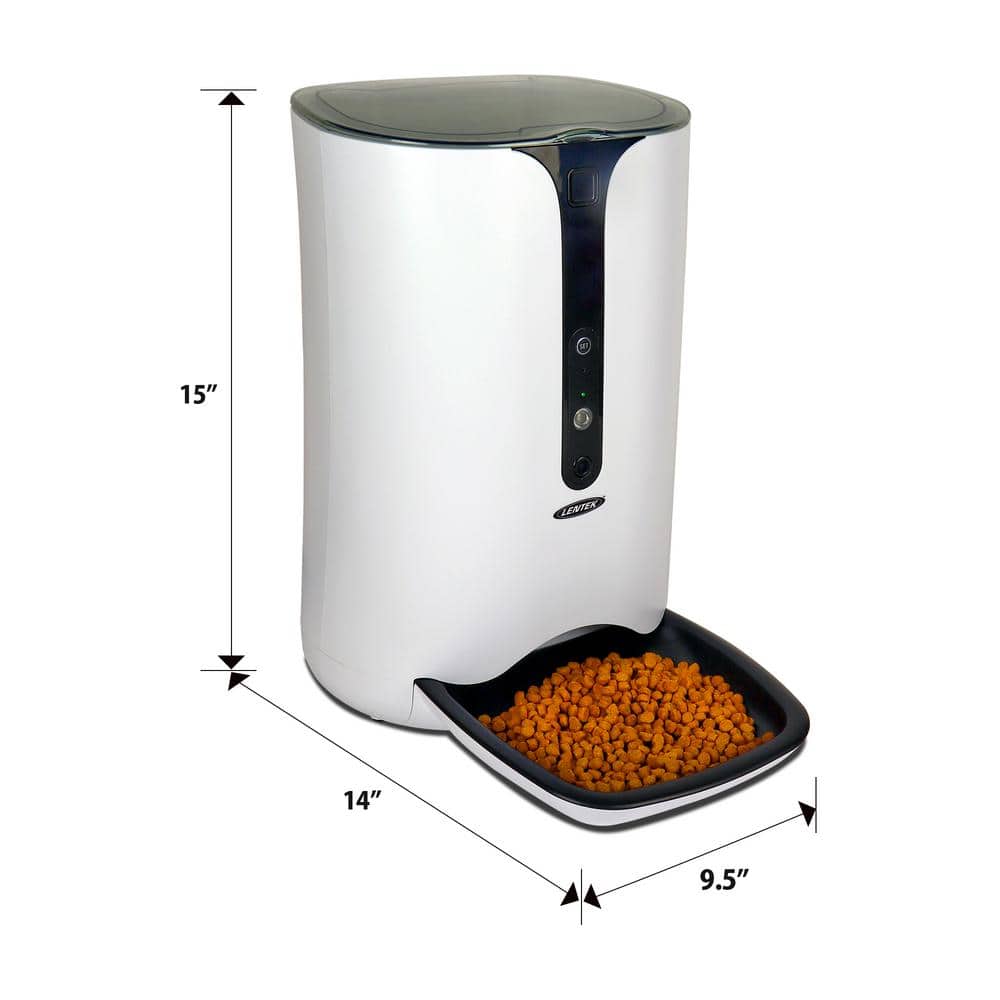 Lentek White Programmable Pet Food Dispenser with HD Camera