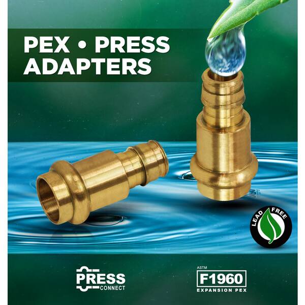 The Plumber's Choice 1 in. Pex A x 1 in. Press Lead Free Brass Adapter Pipe  Fitting XQYQD322 - The Home Depot