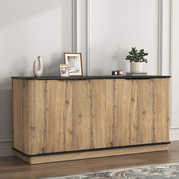 Natural Wood Grain MDF Top 55.00 in. Buffet with Rustic Style
