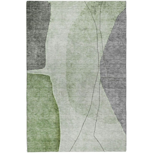 Dream Shag Premium Machine Washable Abstract ADS696 Green 5 ft. x 7 ft. 6 in. Area Rug
