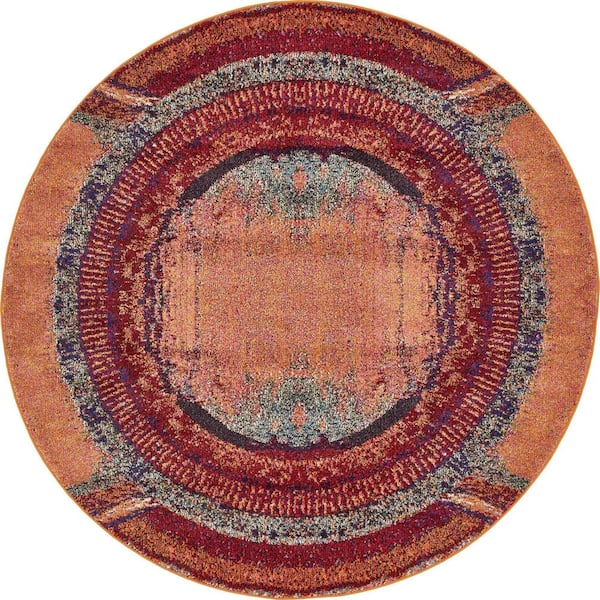 Unique Loom Estrella Selene Orange 6' 0 x 6' 0 Round Rug