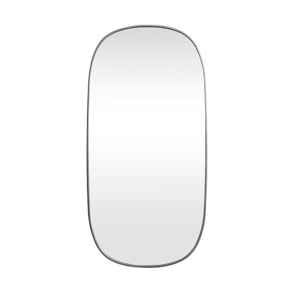 Unbranded Timeless Home 30 in. W x 60 in. H x Modern Metal Framed Oval Silver Mirror