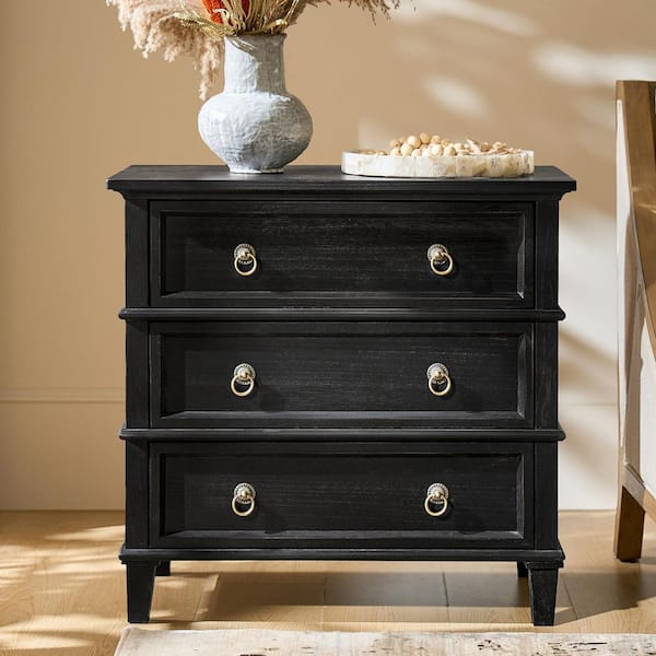 Olinto Charcoal 3-Drawer 28 in. W Nightstand