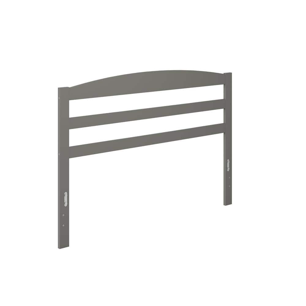 Gray Queen Size Solid Wood Slatted Headboard with Charging Station